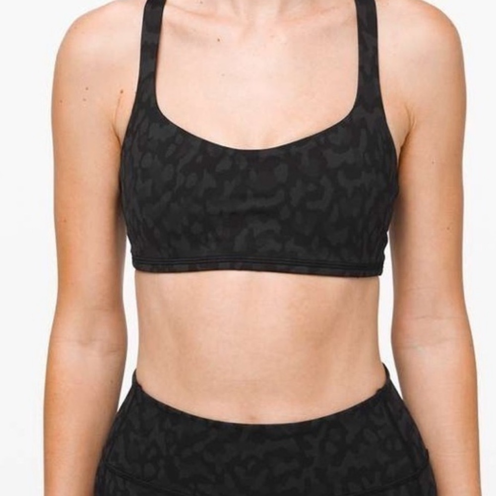 Black Leopard Print Sports Bra